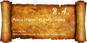 Maczinger Ajnácska névjegykártya